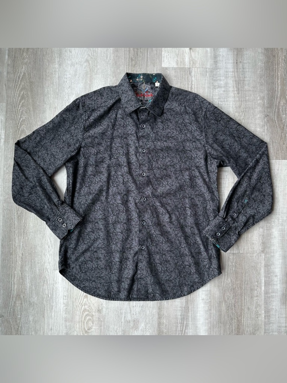 Robert Graham Black and Gray Long-Sleeve Button-Up Shirt
